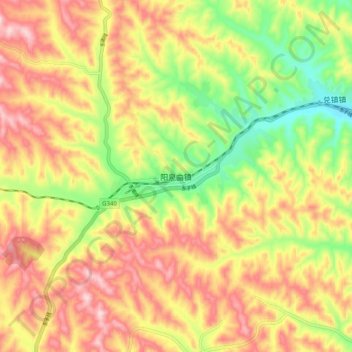 阳泉曲镇 topographic map, elevation, terrain