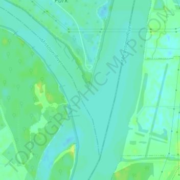 Mississippi & Missouri River Confluence Point topographic map, elevation, terrain