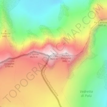 Pizzo Palù Centrale topographic map, elevation, terrain