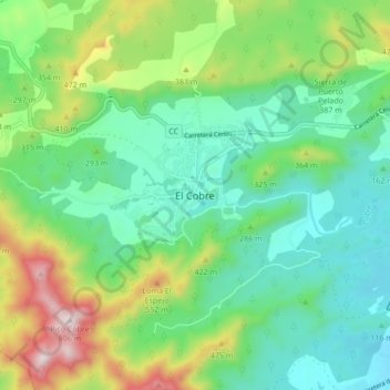 El Cobre topographic map, elevation, terrain