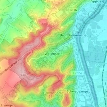 Wellenstein topographic map, elevation, terrain