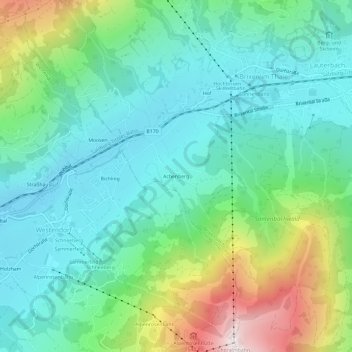 Achenberg topographic map, elevation, terrain
