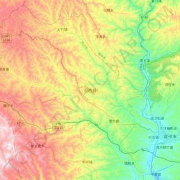 Fenxi topographic map, elevation, terrain