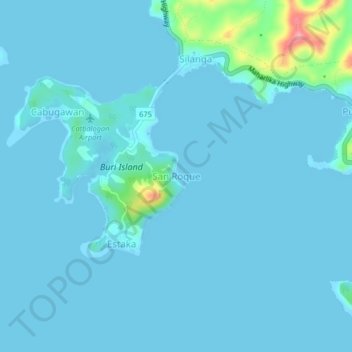San Roque topographic map, elevation, terrain