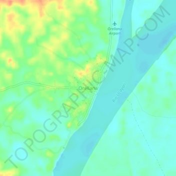 Orellana topographic map, elevation, terrain