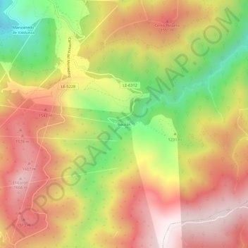 Bouzas topographic map, elevation, terrain