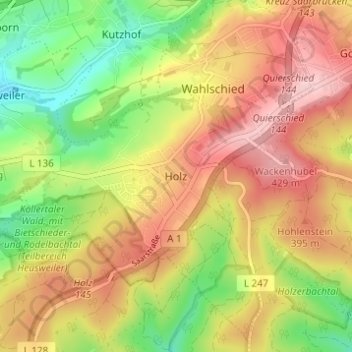 Holz topographic map, elevation, terrain