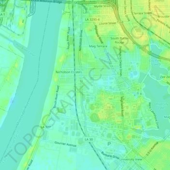 University Terrace topographic map, elevation, terrain