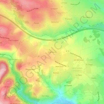 Clairmatin topographic map, elevation, terrain
