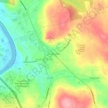 Martins Corner topographic map, elevation, terrain
