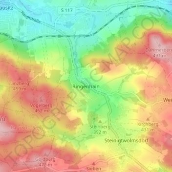 Ringenhain topographic map, elevation, terrain
