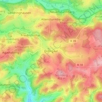 Dohrgaul topographic map, elevation, terrain