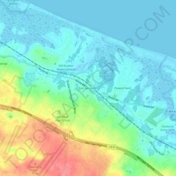 East Sandwich topographic map, elevation, terrain