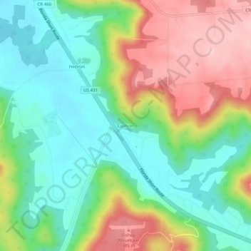 Cushion topographic map elevation - Thumbnail 