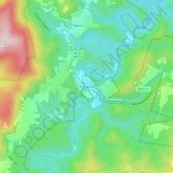 Evenwood topographic map, elevation, terrain