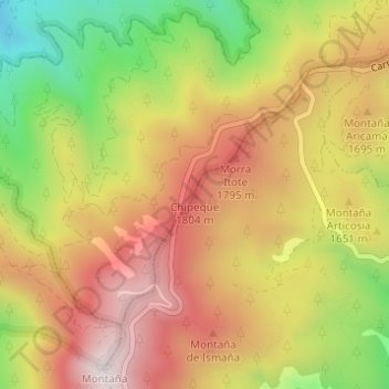 Chipeque topographic map, elevation, terrain