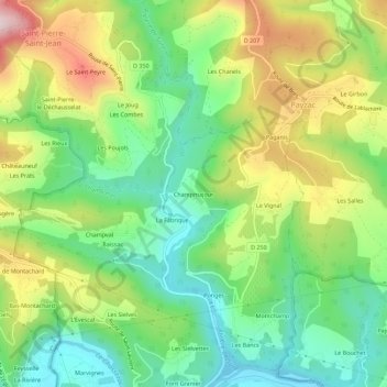 Champmajour topographic map, elevation, terrain