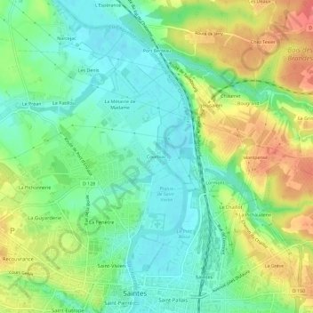Courbiac topographic map, elevation, terrain