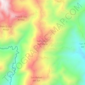 San Rafael del Norte topographic map, elevation, terrain