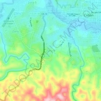 Zona 6 topographic map, elevation, terrain