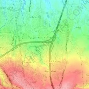 Sukaraja topographic map, elevation, terrain