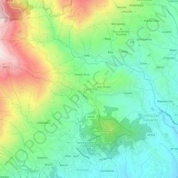 Favaro topographic map, elevation, terrain