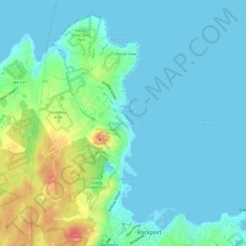 Pigeon Cove topographic map, elevation, terrain