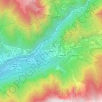 Bordogna topographic map, elevation, terrain