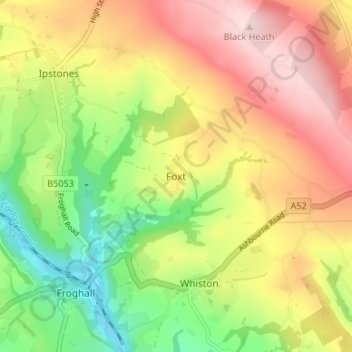 Foxt topographic map, elevation, terrain