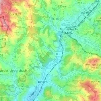 Bettenbach topographic map, elevation, terrain