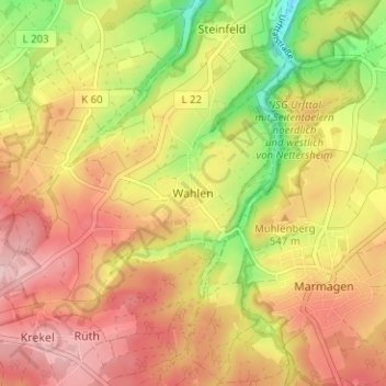 Wahlen topographic map, elevation, terrain