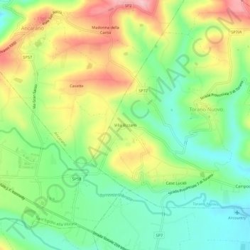 Villa Bizzarri topographic map, elevation, terrain