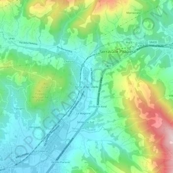 Ponte di Serravalle topographic map, elevation, terrain
