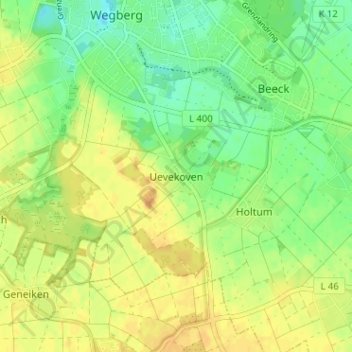 Uevekoven topographic map, elevation, terrain
