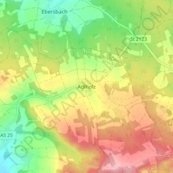Adlholz topographic map, elevation, terrain