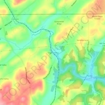 Sugar Valley topographic map, elevation, terrain