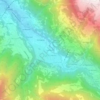 Les Places topographic map, elevation, terrain