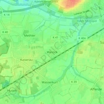 Westick topographic map, elevation, terrain