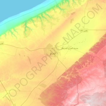 Marj topographic map, elevation, terrain
