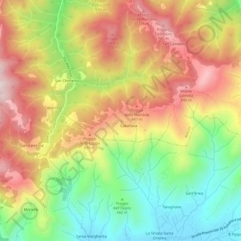 Caldese topographic map, elevation, terrain
