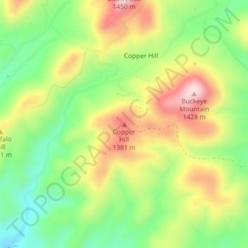 Copper Hill topographic map, elevation, terrain