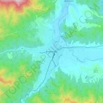 Velingrad topographic map, elevation, terrain
