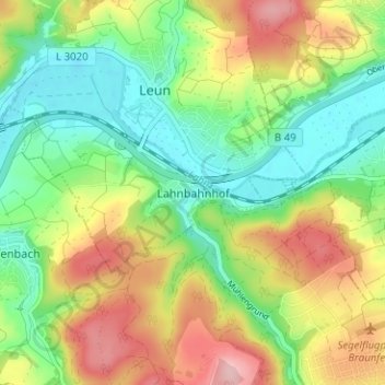Lahnbahnhof topographic map, elevation, terrain