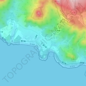 Kenting topographic map, elevation, terrain