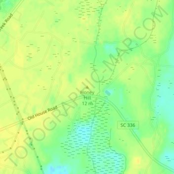 Honey Hill topographic map, elevation, terrain