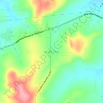 Guazú Rocai topographic map, elevation, terrain