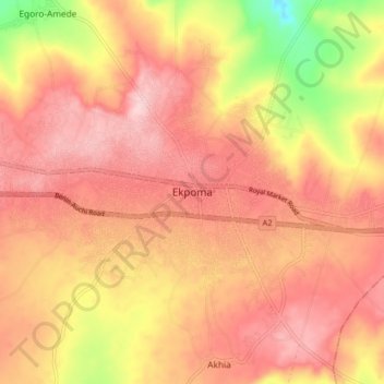 Ekpoma topographic map, elevation, terrain