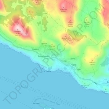 Orašac topographic map, elevation, terrain