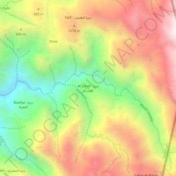 Al Sanat topographic map, elevation, terrain