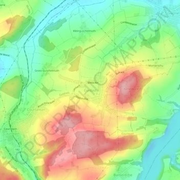 Cordast topographic map, elevation, terrain